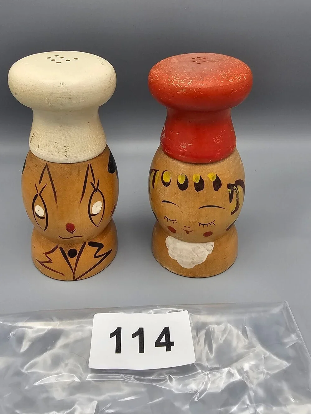 Vintage Wooden Chef and Baker Salt and Pepper Shakers
